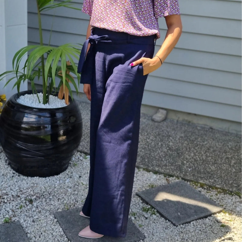 Perfect Linen Pants - Navy - Linen, Viscose, Spandex